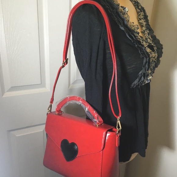 BOGO 75% OFF! PInk Haley Heart Satchel Red NWT - Picture 7 of 7